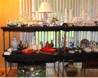 Lamps, Murano Glass, Figurines, GInger Jar, MCM Nude Ashtray, Cloissionne Vase, Tea Pots, Figurines, Beads, Covered Dishes, Chest, Vases