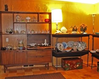 MCM Display Cabinet, Plates, Vases, Capodimonte, Opaque Glass