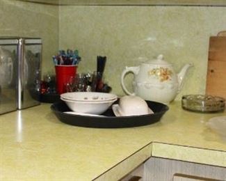 Stainless Cannister Set, Tea Pot, butter Dish, Ashtray, Cutting Boards