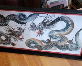 Signed Dragon Art Framed