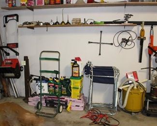 Toro Snow Blower, Dolly Deck Chairs, Oil Cans, Hand Tools, Battery Cables, Shop Job, Hedge Trimmer, Rolling Stool, Sprinkler
