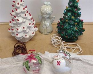 2 ceramic Christmas trees and more