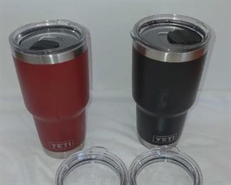 2 New Yeti Tumblers With Spare Straw Lids
