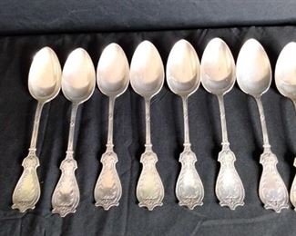 8 Schulz Fischer Sterling Spoons.
