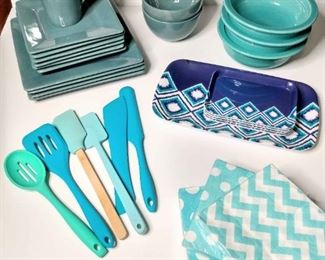 Blue Collection Of Assorted Kitchen Goods
