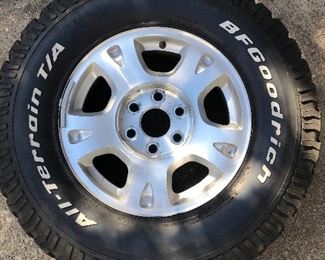 Available for Pre-sale.  Set of 4 BF Goodrich All-Terrain T/A tires with rims.  6 lug GM rims. $500 for the set, all sales are "as-is".