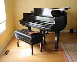Steinway Model M Ebony "Studio Grand" piano, c 2002
