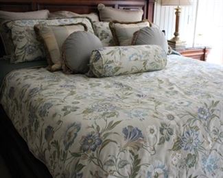 King size decorative bedding (bed not for sale)