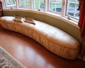 Custom curved upholstered bench