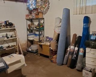 and more - new rugs, mid century blonde cabinet.