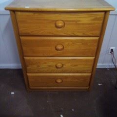 4 Drawer High Boy Wood Dresser.  Good Condition 