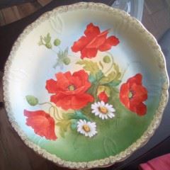 Hand Painted Prussia Poppy Plate