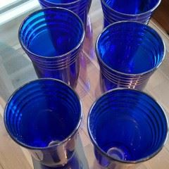 Vintage Cobalt Blue Water Drinkware 8 pc