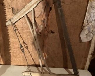 Antique cross- cut bow saw 