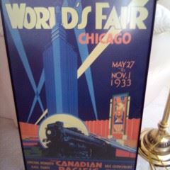 World's Fair Chicago 1933 Canadian Pacific Train Framed Artwork 35 x 24