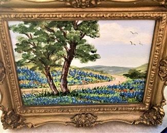 Small bluebonnet framed art