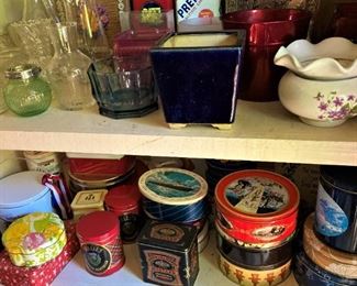 Tins and vases