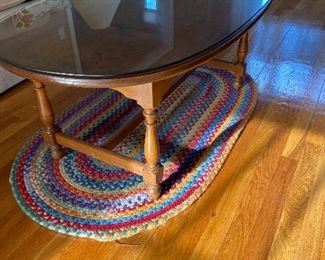 Hitchcock Coffee Table and LL Bean Braided Rug