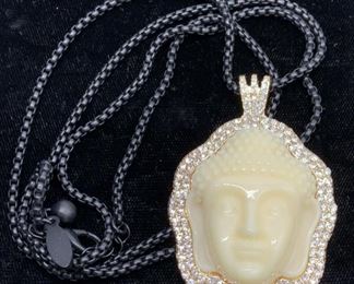 NATASHA Gua Yin Resin and Crystal Pendant Necklace
