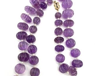 Carved Amethyst Necklace with Gem Masquerade Clasp
