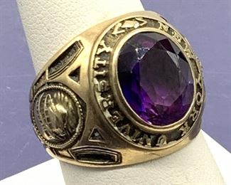 10K Gold & Amethyst NYU ‘College’ Ring
