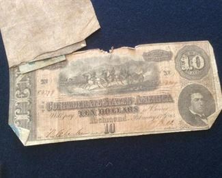 1864 $10 C.S.A. Notes 