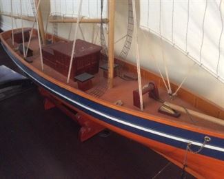 Large Wood Model Ship Decor