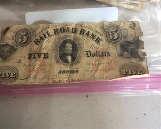 RAIL ROAD BANK FIVE DOLLARS
