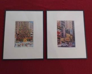 Signed Michael J Leu New York Cityscape Prints