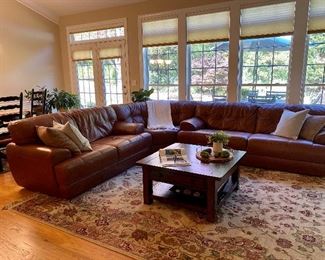Gorgeous cognac brown leather 3 piece sectional sofa