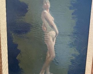 Original Charles S. Chapman nude painting, oil on paper.
