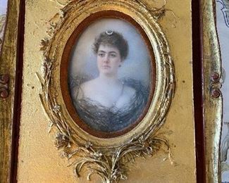 Portrait of a lady by Theodore Wüst antique mixed media 