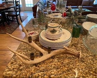 Rustic Antler and Brass candle holder