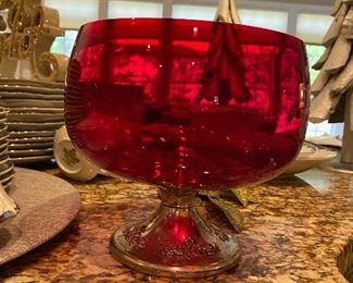 Ruby Res Gorham glass & 925 silver bowl