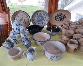 Blue and white stoneware