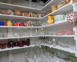 More ruby glass, depression glass and much miscellaneous