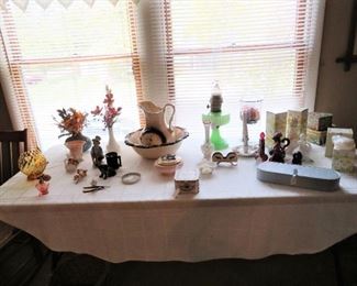 More beautiful items including an amazing Jadite oil lamp