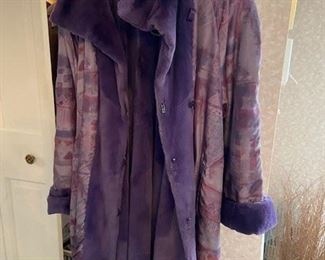 Purple Beaver fur coat reversible
