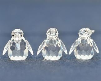 Trio of Swarovsky Crystal Penguins