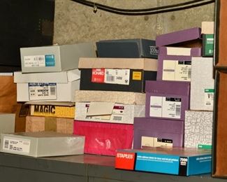 Tons of boxed paper, envelopes, folders