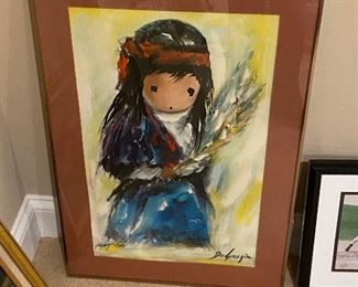 Native American Girl Double signed,Ted DeGrazia (autographed) 