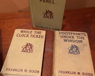The Hardy Boys mysteries, Vintage, the secret panel by dixon, While the clock ticked by Franklin w. Dixon, Footprints Under the Window by Franklin W. Dixon