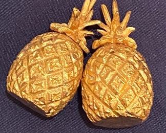 Gold tone Pineapples Salt and Pepper shakers MCM