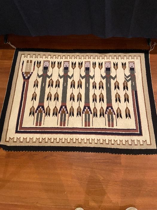 Navajo Yei Rug with 5 figures entirely made by hand 
