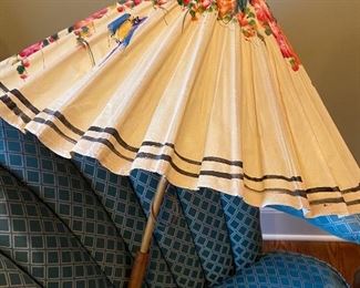 Vintage Bamboo Umbrella on Clam Shell chair