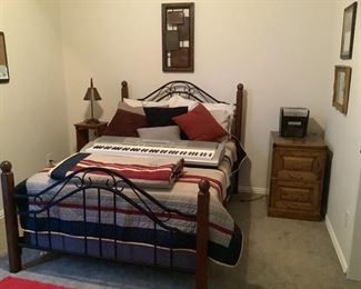 Metal bedroom furniture and oak file cabinet