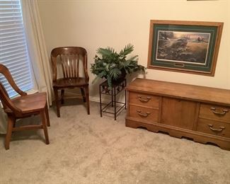 Wood chairs office and lane cedar trunk chest
