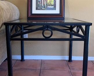 Iron and Glass End Tables pair