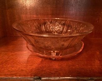 56 Pink glass footed bowl
