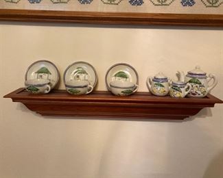 Wood shelf tea cups
